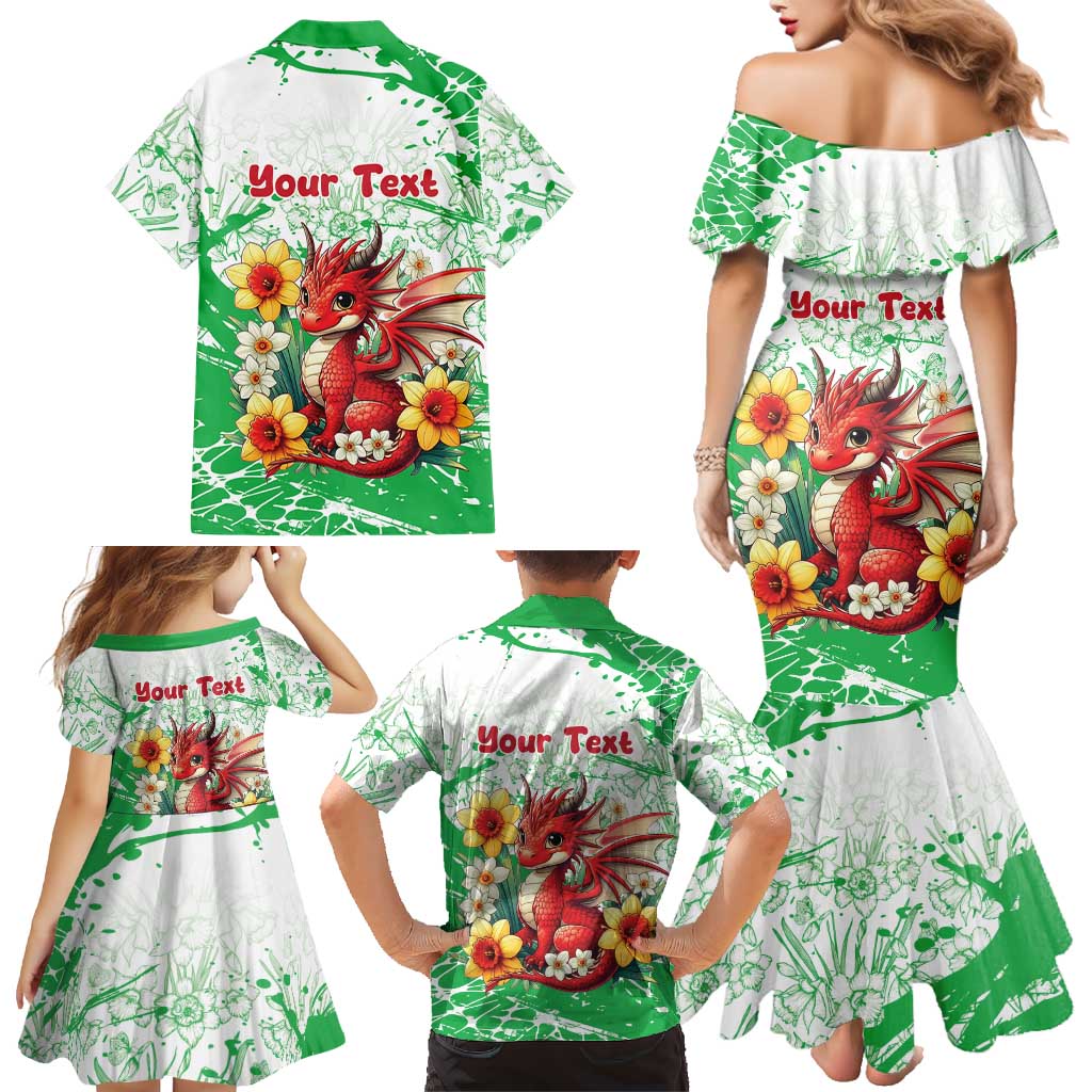 Wales Saint David’s Day Personalized Family Matching Mermaid Dress and Hawaiian Shirt Funny Welsh Dragon Daffodil - Wonder Print Shop