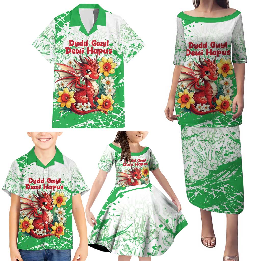 Wales Saint David’s Day Personalized Family Matching Puletasi and Hawaiian Shirt Funny Welsh Dragon Daffodil - Wonder Print Shop