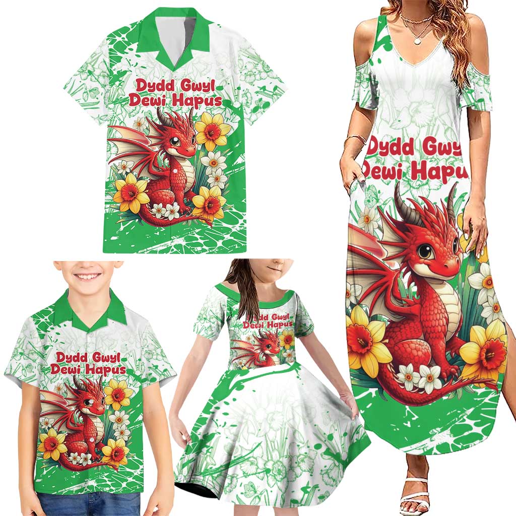Wales Saint David’s Day Personalized Family Matching Summer Maxi Dress and Hawaiian Shirt Funny Welsh Dragon Daffodil - Wonder Print Shop