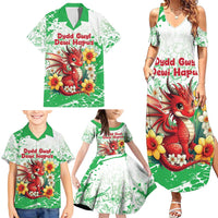 Wales Saint David’s Day Personalized Family Matching Summer Maxi Dress and Hawaiian Shirt Funny Welsh Dragon Daffodil - Wonder Print Shop