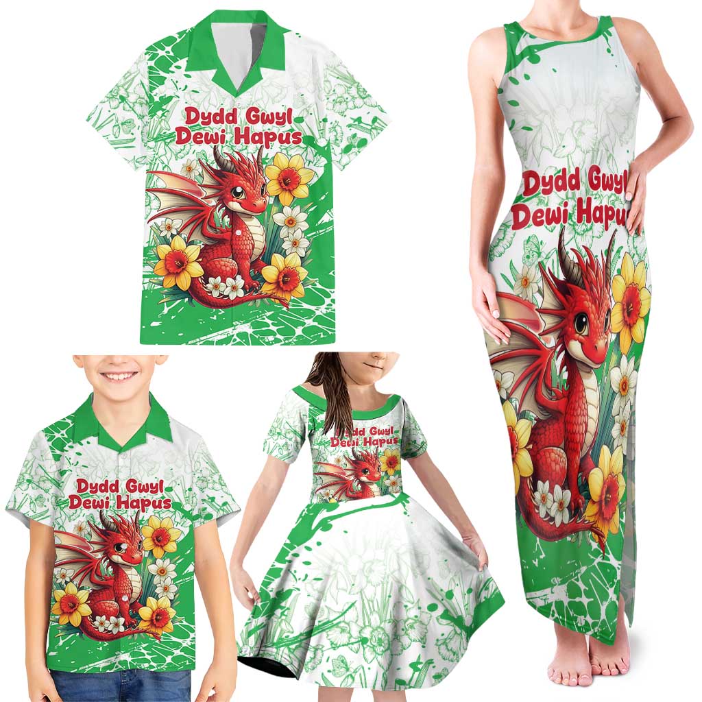 Wales Saint David’s Day Personalized Family Matching Tank Maxi Dress and Hawaiian Shirt Funny Welsh Dragon Daffodil - Wonder Print Shop
