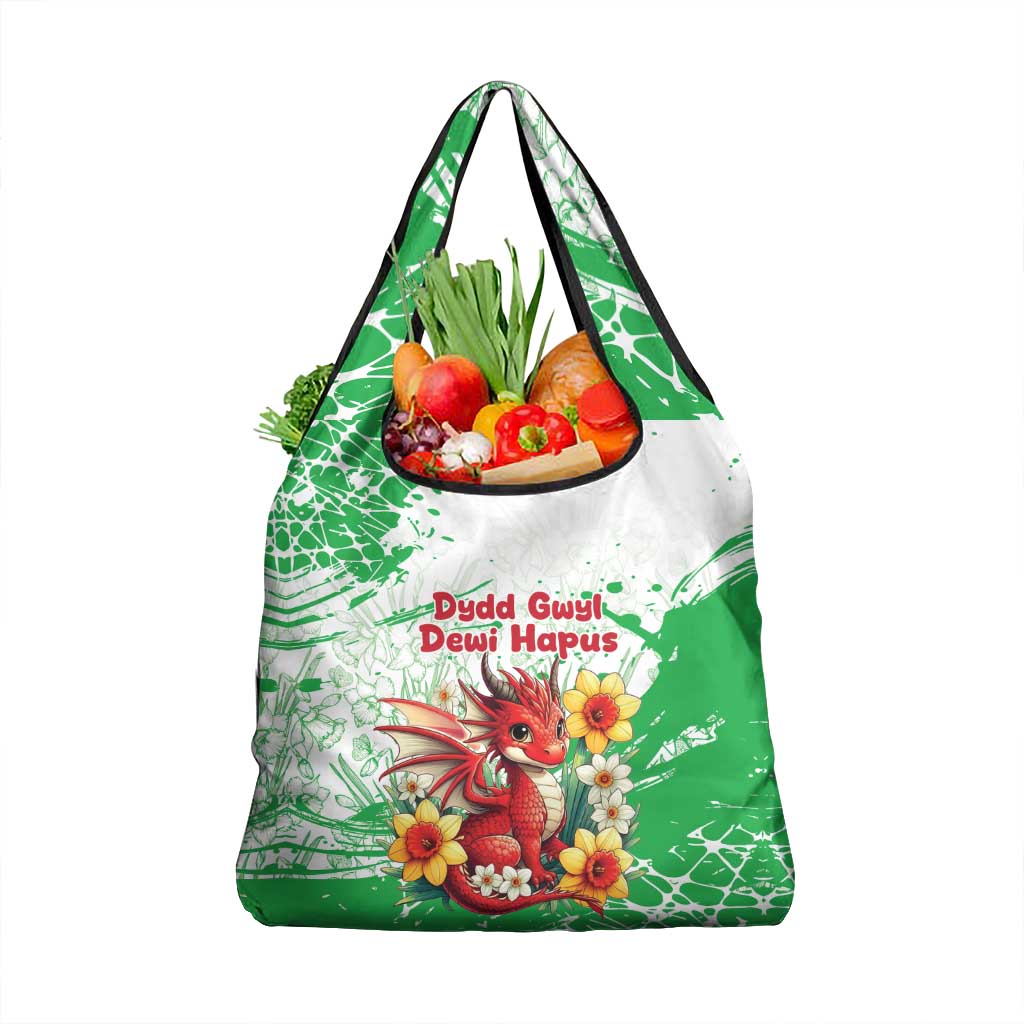 Wales Saint David’s Day Personalized Grocery Bag Funny Welsh Dragon Daffodil - Wonder Print Shop