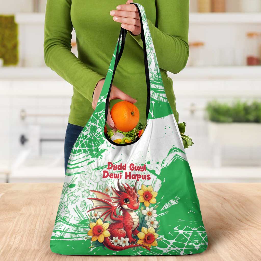 Wales Saint David’s Day Personalized Grocery Bag Funny Welsh Dragon Daffodil - Wonder Print Shop