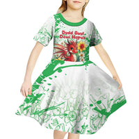 Wales Saint David’s Day Personalized Kid Short Sleeve Dress Funny Welsh Dragon Daffodil - Wonder Print Shop
