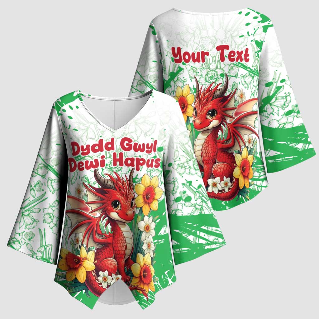 Wales Saint David’s Day Personalized Kimono Sleeve Blouse Funny Welsh Dragon Daffodil - Wonder Print Shop