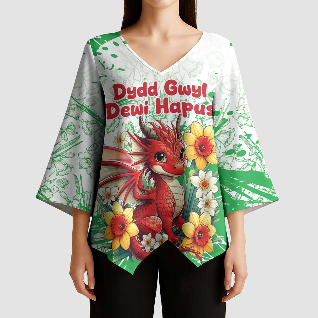 Wales Saint David’s Day Personalized Kimono Sleeve Blouse Funny Welsh Dragon Daffodil - Wonder Print Shop