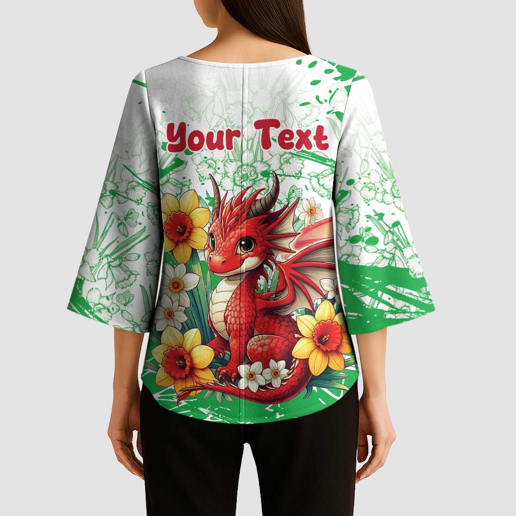 Wales Saint David’s Day Personalized Kimono Sleeve Blouse Funny Welsh Dragon Daffodil - Wonder Print Shop