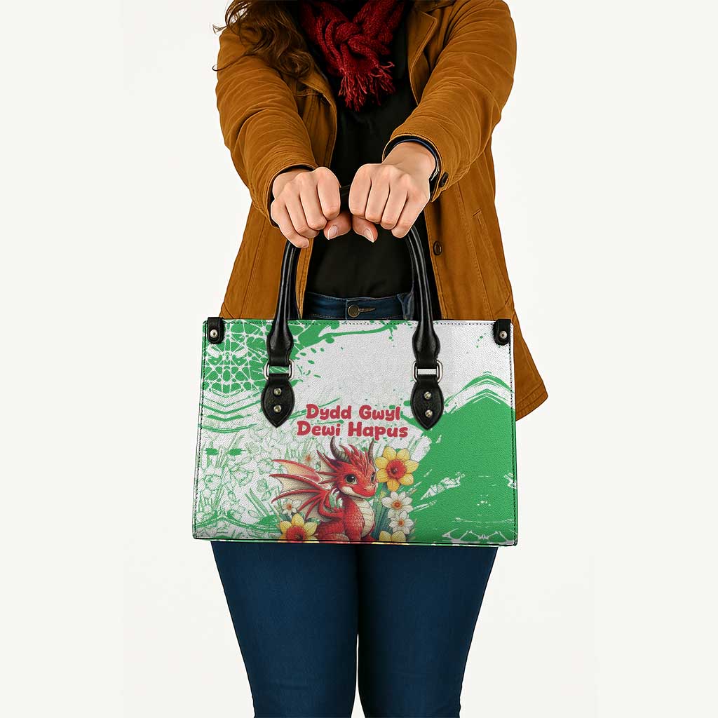 Wales Saint David’s Day Personalized Leather Bag Funny Welsh Dragon Daffodil - Wonder Print Shop