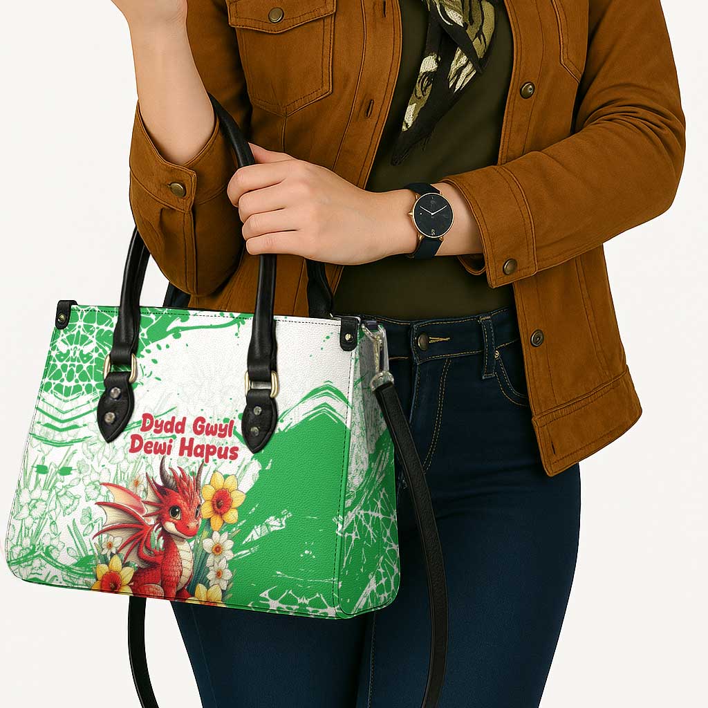 Wales Saint David’s Day Personalized Leather Bag Funny Welsh Dragon Daffodil - Wonder Print Shop