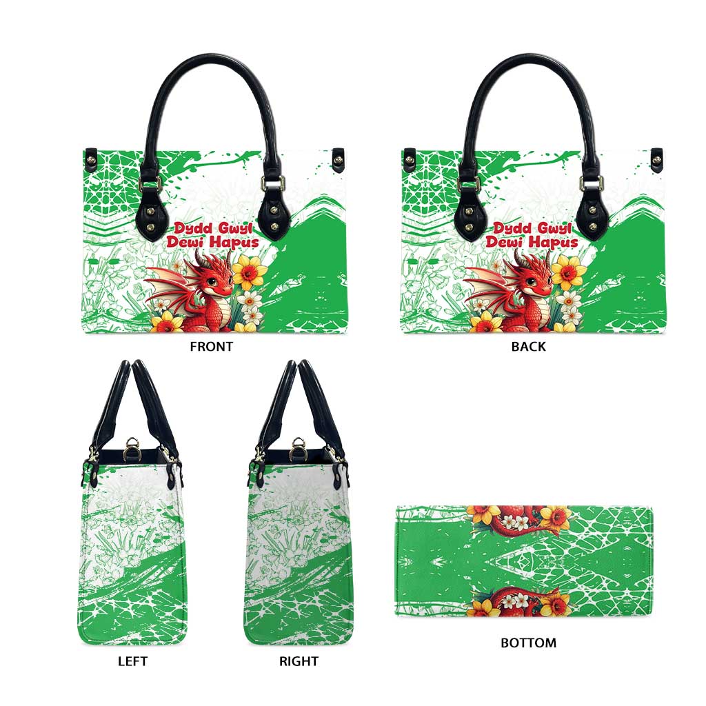 Wales Saint David’s Day Personalized Leather Bag Funny Welsh Dragon Daffodil - Wonder Print Shop