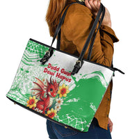 Wales Saint David’s Day Personalized Leather Tote Bag Funny Welsh Dragon Daffodil - Wonder Print Shop