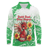 Wales Saint David’s Day Personalized Long Sleeve Polo Shirt Funny Welsh Dragon Daffodil - Wonder Print Shop