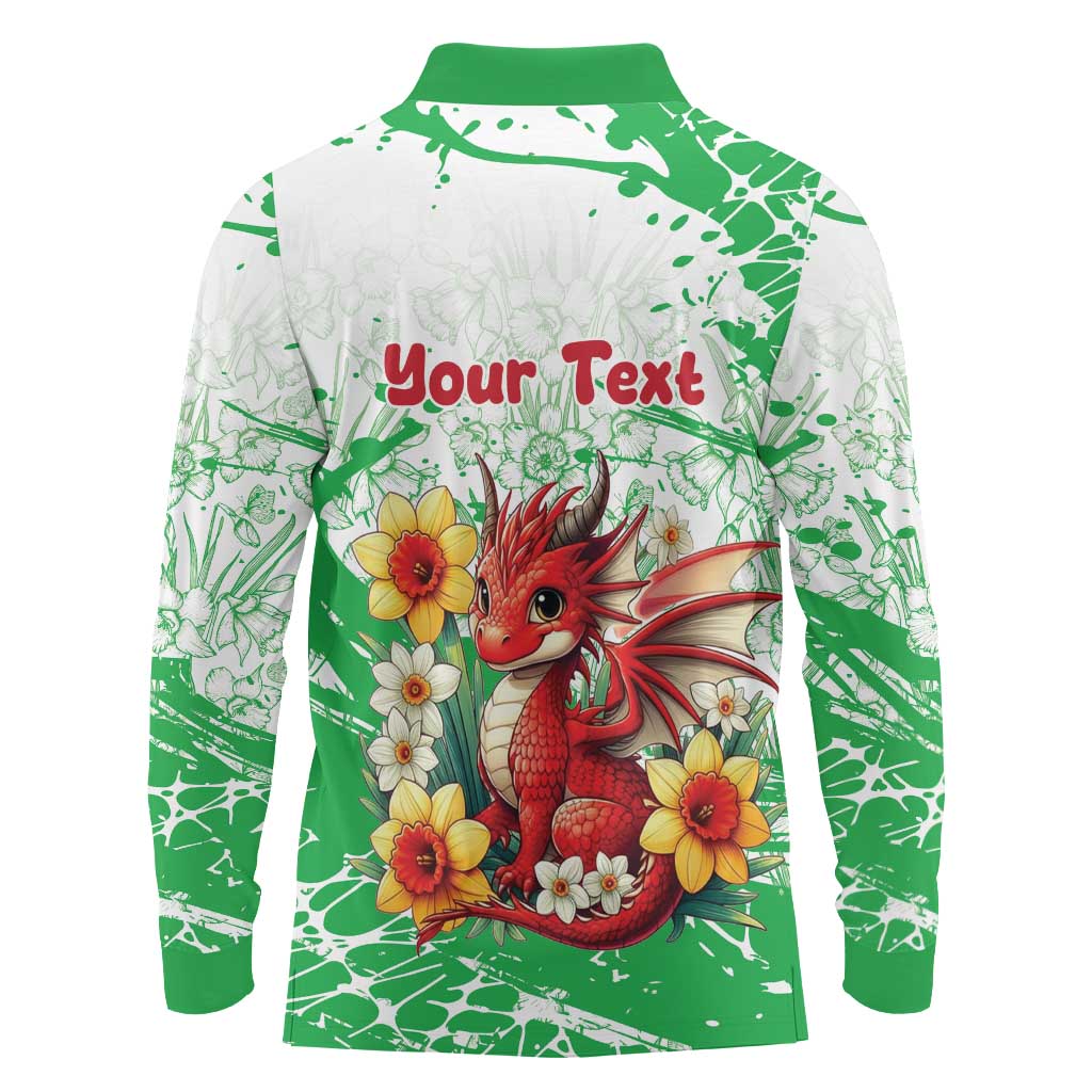 Wales Saint David’s Day Personalized Long Sleeve Polo Shirt Funny Welsh Dragon Daffodil - Wonder Print Shop