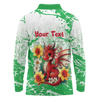 Wales Saint David’s Day Personalized Long Sleeve Polo Shirt Funny Welsh Dragon Daffodil - Wonder Print Shop