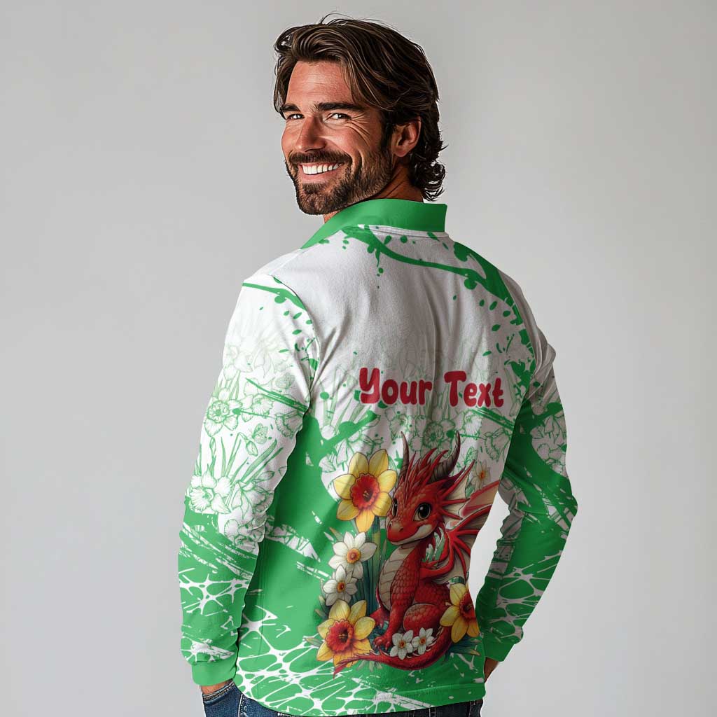 Wales Saint David’s Day Personalized Long Sleeve Polo Shirt Funny Welsh Dragon Daffodil - Wonder Print Shop