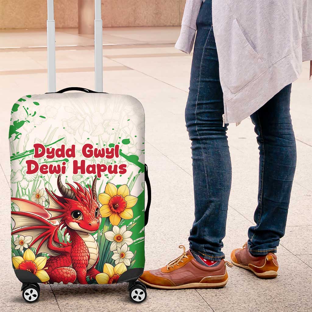 Wales Saint David’s Day Personalized Luggage Cover Funny Welsh Dragon Daffodil - Wonder Print Shop