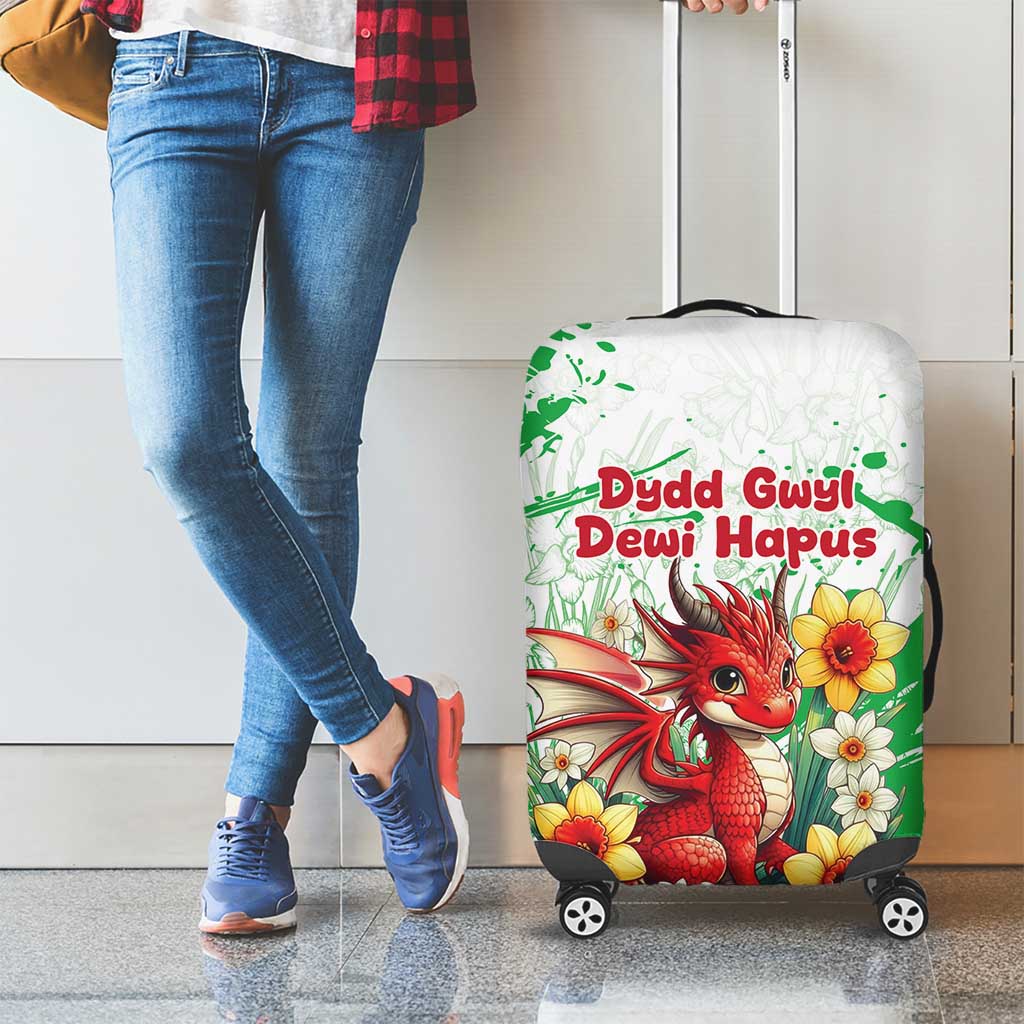 Wales Saint David’s Day Personalized Luggage Cover Funny Welsh Dragon Daffodil - Wonder Print Shop