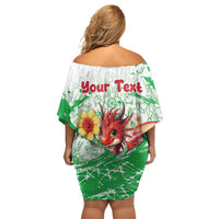 Wales Saint David’s Day Personalized Off Shoulder Short Dress Funny Welsh Dragon Daffodil - Wonder Print Shop