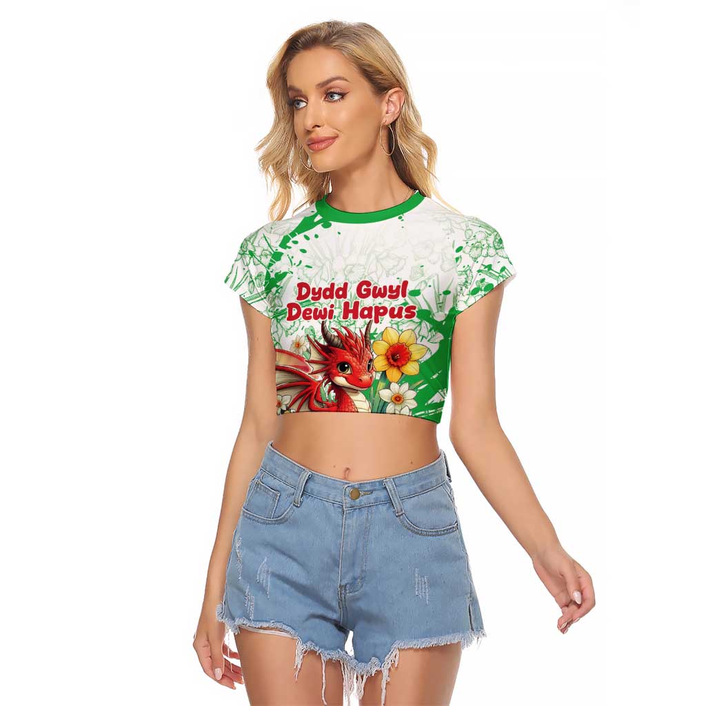 Wales Saint David’s Day Personalized Raglan Cropped T Shirt Funny Welsh Dragon Daffodil - Wonder Print Shop