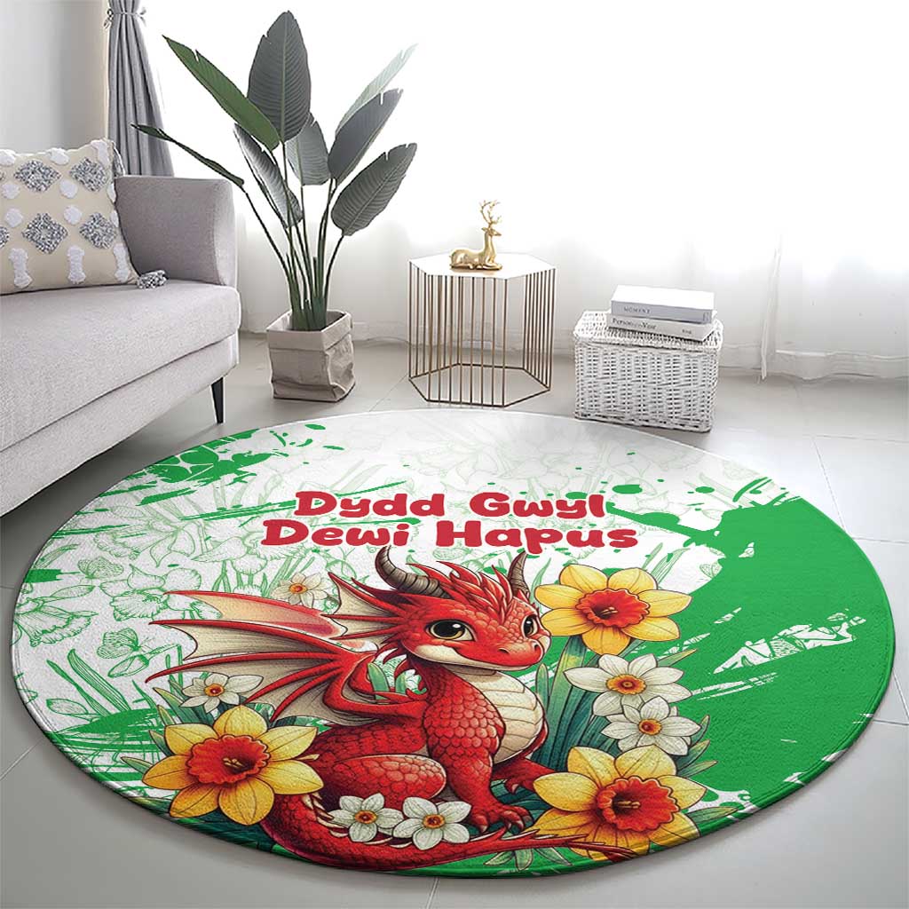 Wales Saint David’s Day Personalized Round Carpet Funny Welsh Dragon Daffodil - Wonder Print Shop