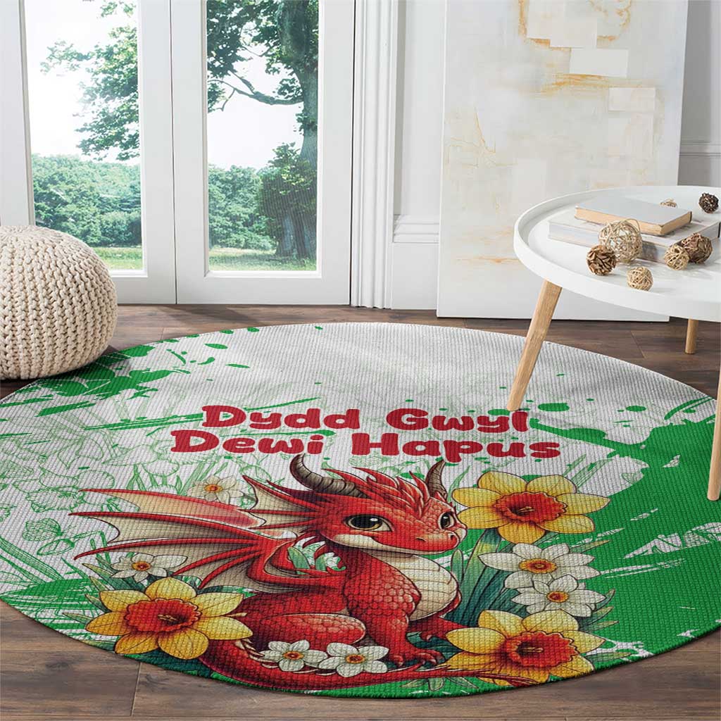 Wales Saint David’s Day Personalized Round Carpet Funny Welsh Dragon Daffodil - Wonder Print Shop