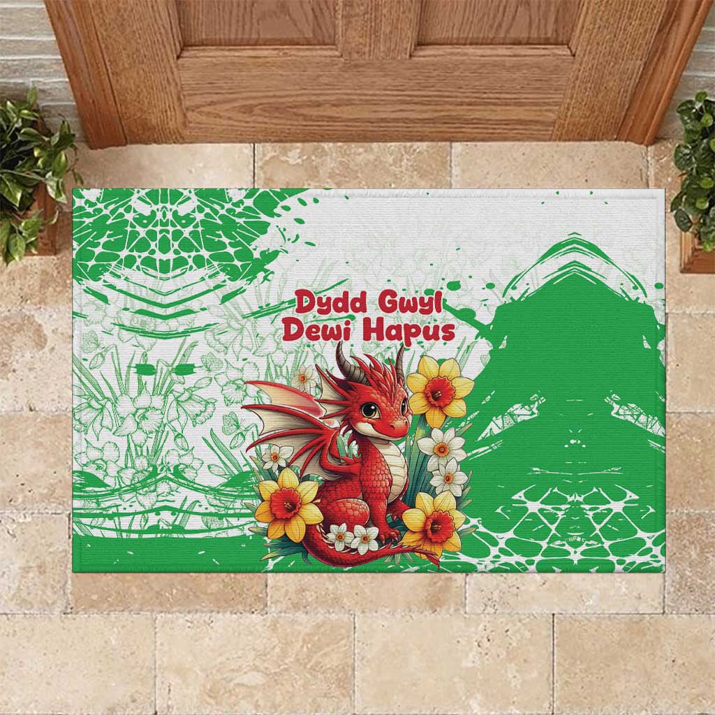 Wales Saint David’s Day Personalized Rubber Doormat Funny Welsh Dragon Daffodil - Wonder Print Shop