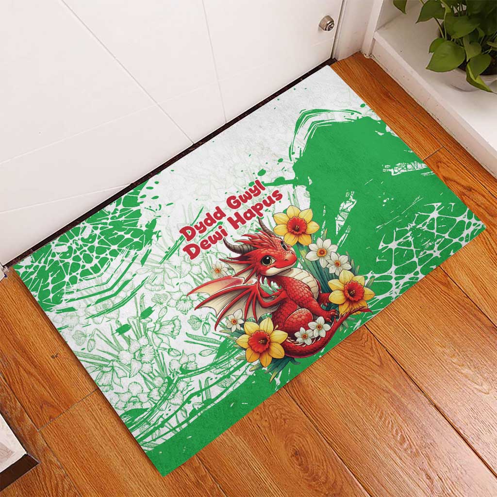 Wales Saint David’s Day Personalized Rubber Doormat Funny Welsh Dragon Daffodil - Wonder Print Shop