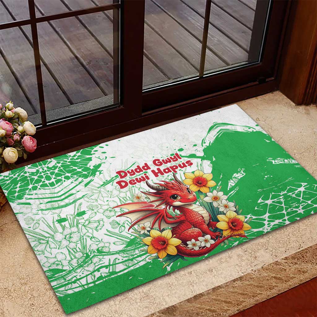 Wales Saint David’s Day Personalized Rubber Doormat Funny Welsh Dragon Daffodil - Wonder Print Shop