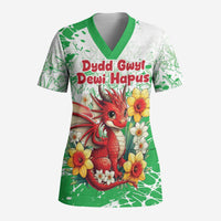 Wales Saint David’s Day Personalized Scrub Top Funny Welsh Dragon Daffodil - Wonder Print Shop