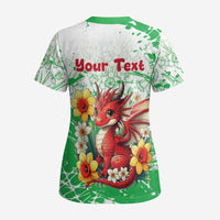 Wales Saint David’s Day Personalized Scrub Top Funny Welsh Dragon Daffodil - Wonder Print Shop