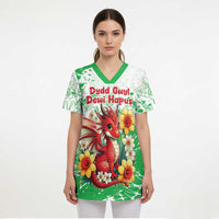 Wales Saint David’s Day Personalized Scrub Top Funny Welsh Dragon Daffodil - Wonder Print Shop