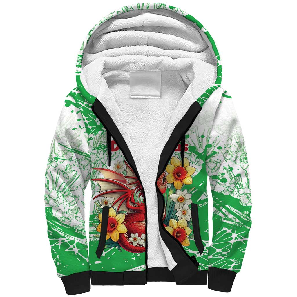Wales Saint David’s Day Personalized Sherpa Hoodie Funny Welsh Dragon Daffodil - Wonder Print Shop