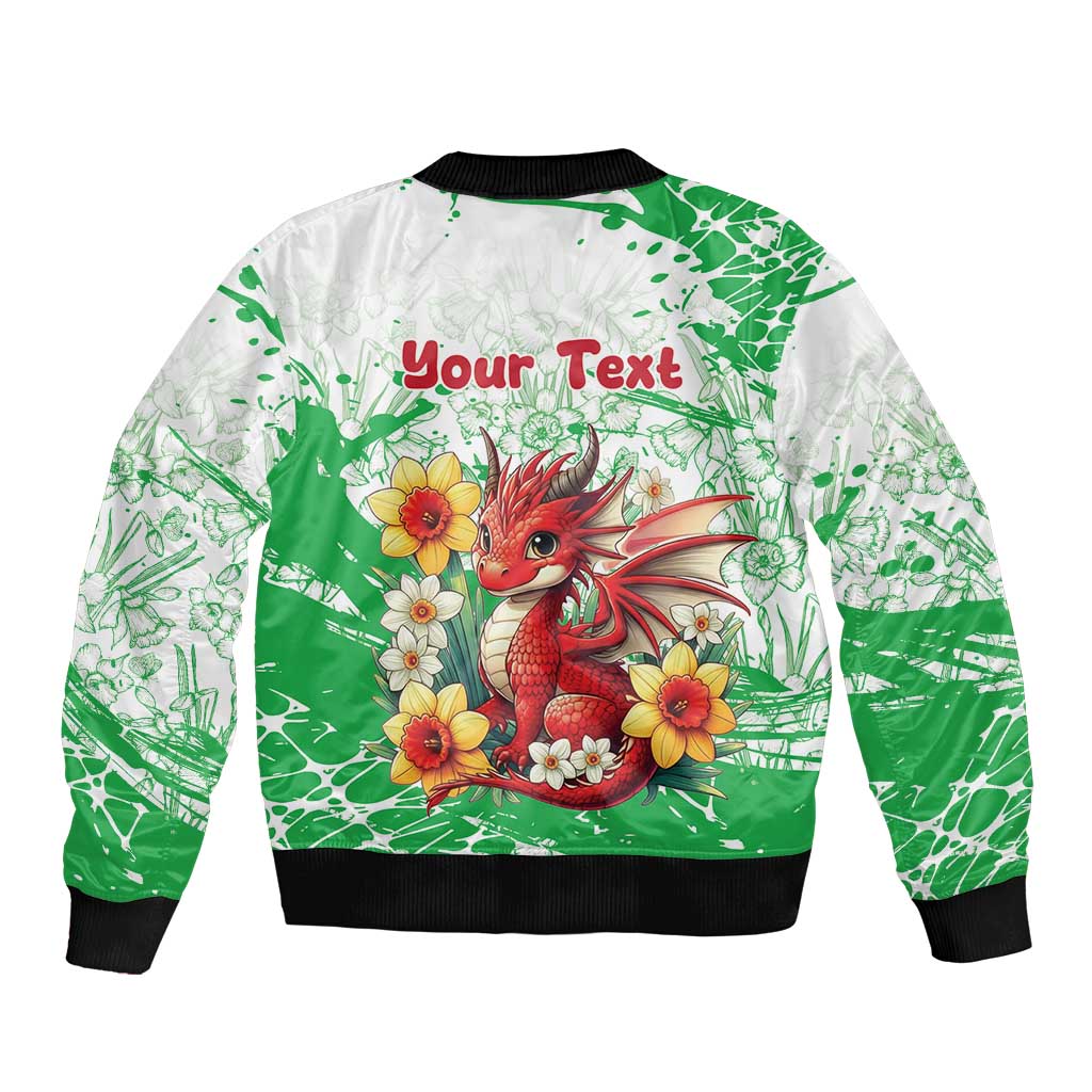 Wales Saint David’s Day Personalized Sleeve Zip Bomber Jacket Funny Welsh Dragon Daffodil - Wonder Print Shop