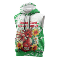 Wales Saint David’s Day Personalized Sleeveless Hoodie Funny Welsh Dragon Daffodil - Wonder Print Shop