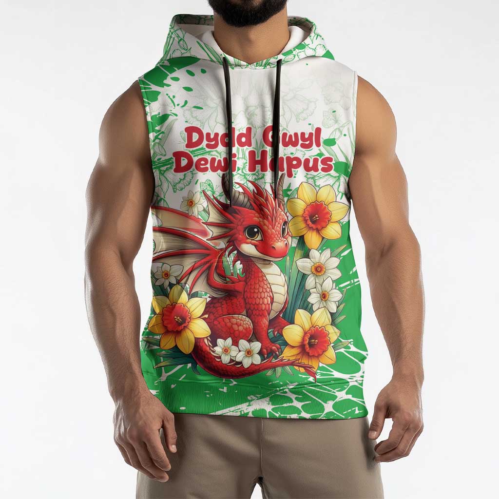 Wales Saint David’s Day Personalized Sleeveless Hoodie Funny Welsh Dragon Daffodil - Wonder Print Shop