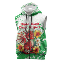 Wales Saint David’s Day Personalized Sleeveless Zip Hoodie Funny Welsh Dragon Daffodil - Wonder Print Shop