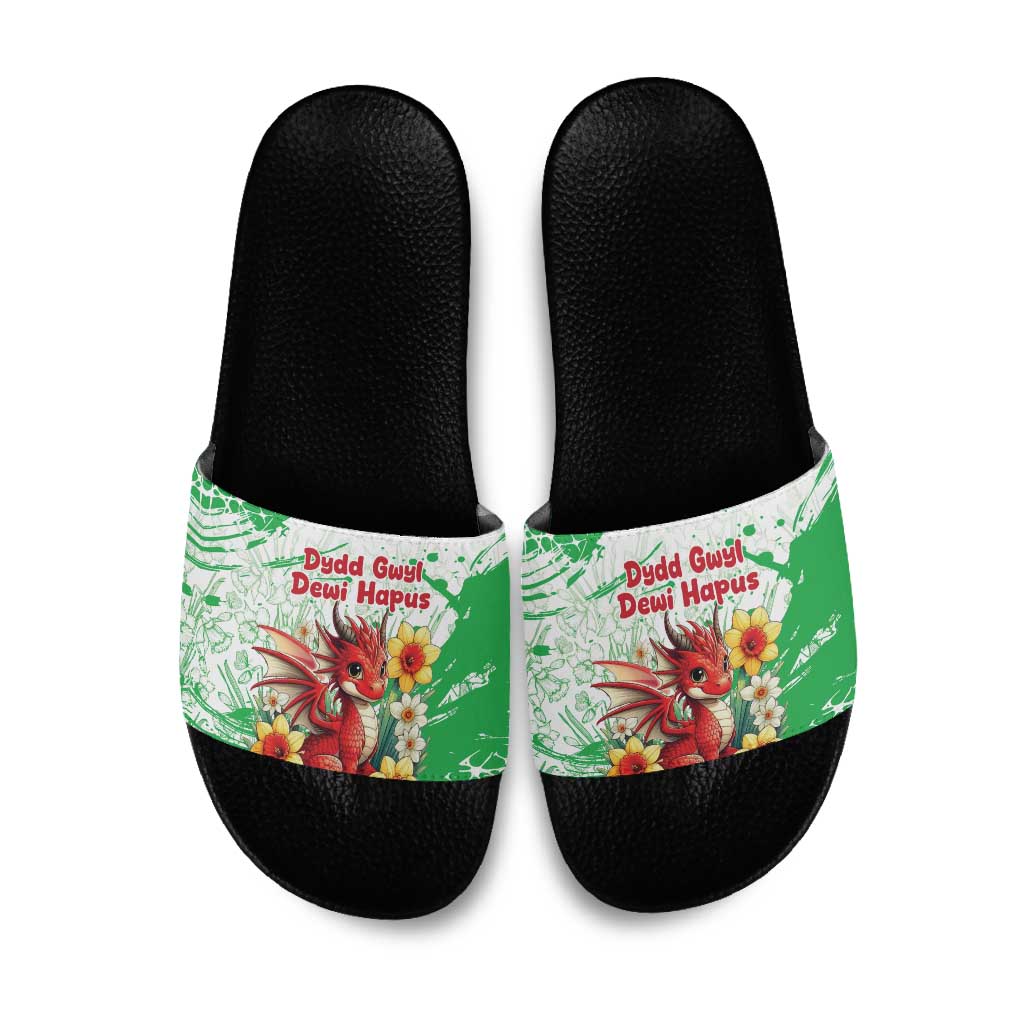 Wales Saint David’s Day Personalized Slide Sandals Funny Welsh Dragon Daffodil - Wonder Print Shop