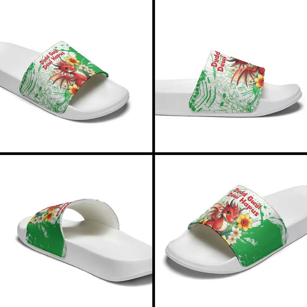 Wales Saint David’s Day Personalized Slide Sandals Funny Welsh Dragon Daffodil - Wonder Print Shop