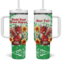 Wales Saint David’s Day Personalized Tumbler With Handle Funny Welsh Dragon Daffodil - Wonder Print Shop