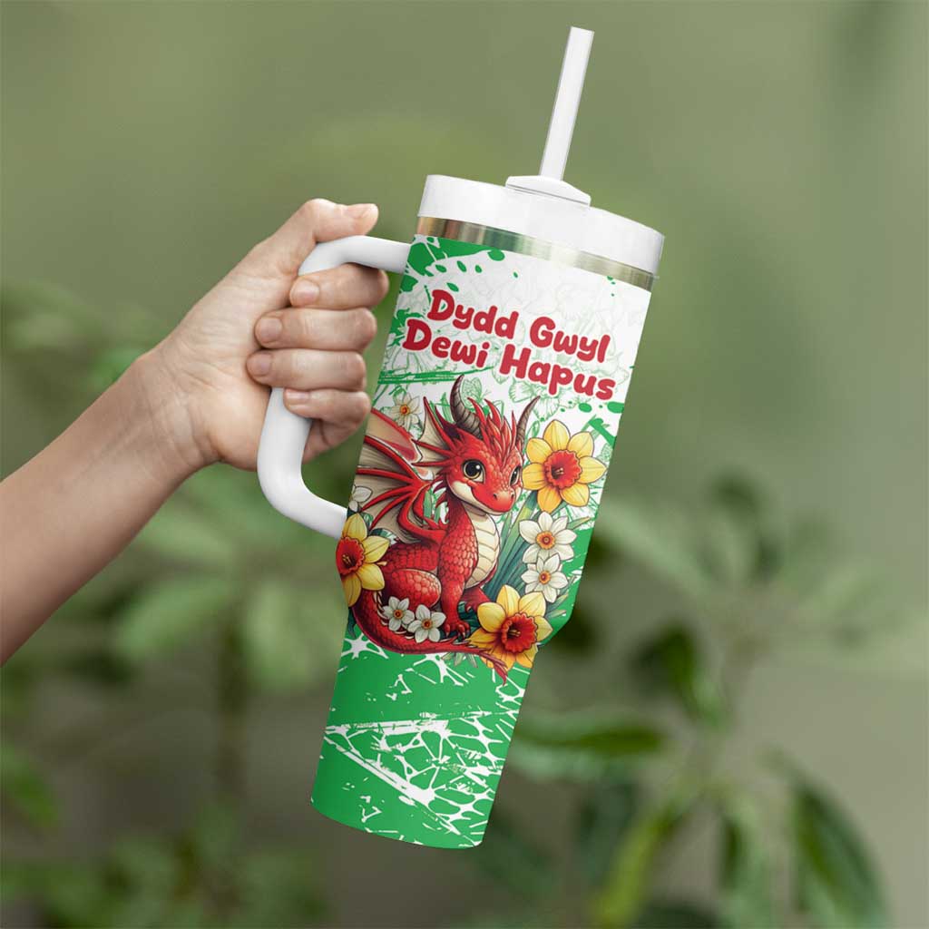 Wales Saint David’s Day Personalized Tumbler With Handle Funny Welsh Dragon Daffodil - Wonder Print Shop