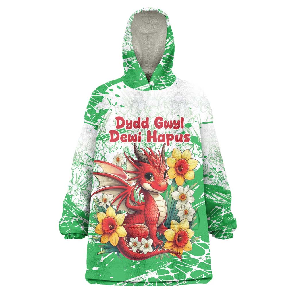 Wales Saint David’s Day Personalized Wearable Blanket Hoodie Funny Welsh Dragon Daffodil - Wonder Print Shop
