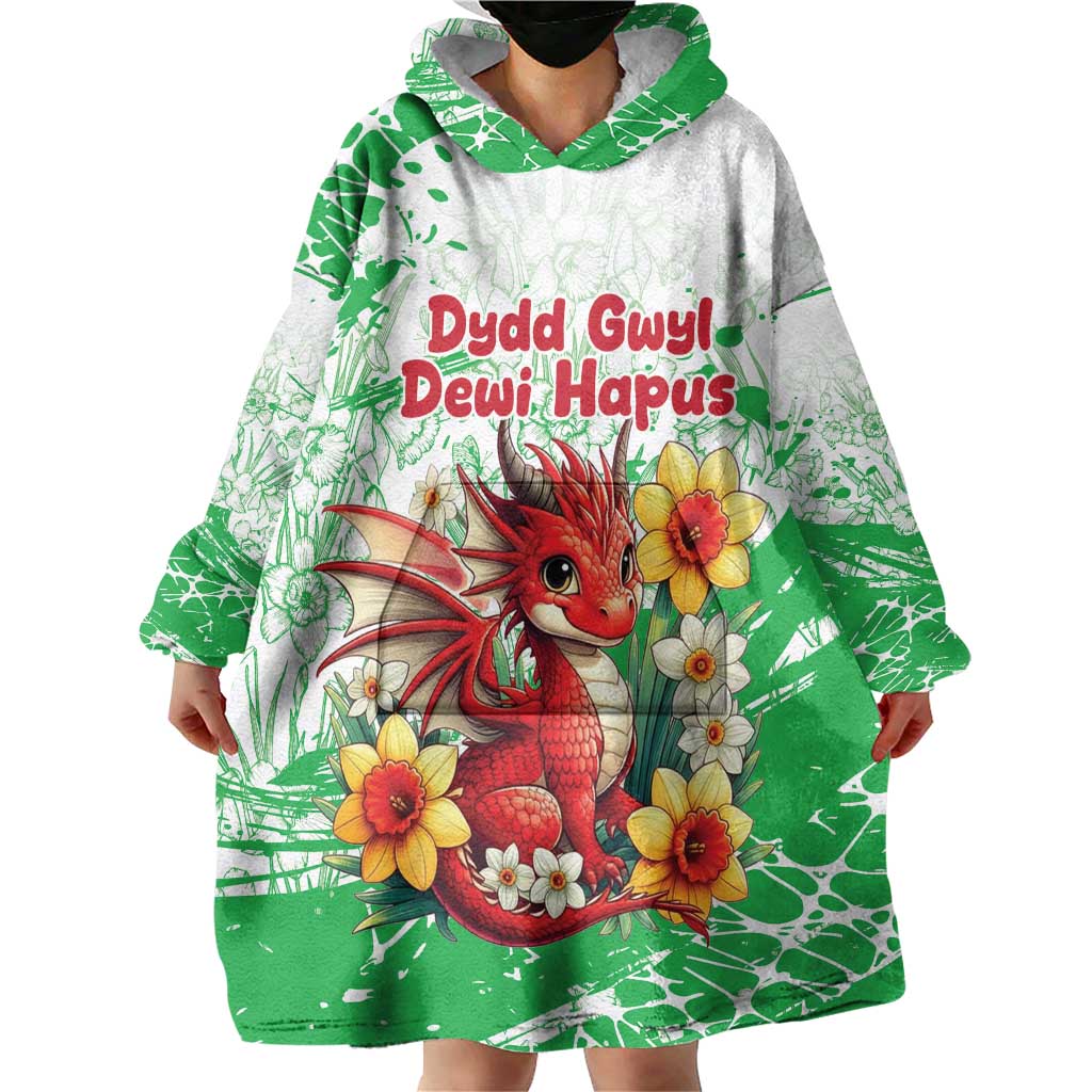 Wales Saint David’s Day Personalized Wearable Blanket Hoodie Funny Welsh Dragon Daffodil - Wonder Print Shop