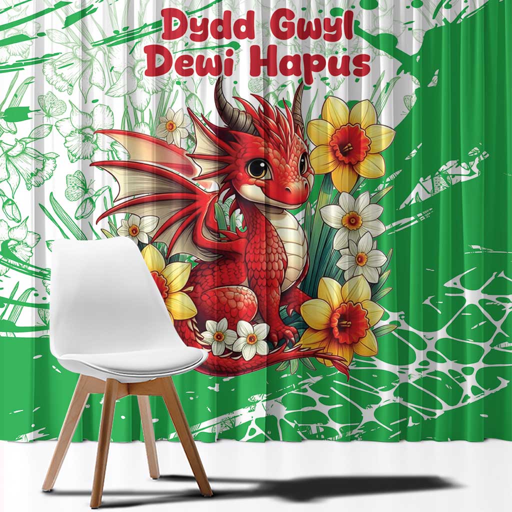 Wales Saint David’s Day Personalized Window Curtain Funny Welsh Dragon Daffodil - Wonder Print Shop