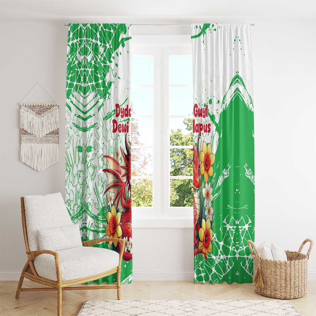 Wales Saint David’s Day Personalized Window Curtain Funny Welsh Dragon Daffodil - Wonder Print Shop