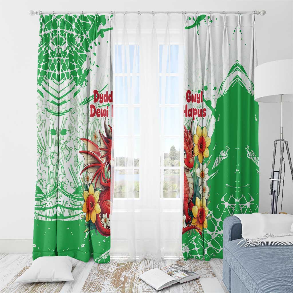 Wales Saint David’s Day Personalized Window Curtain Funny Welsh Dragon Daffodil - Wonder Print Shop