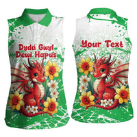 Wales Saint David’s Day Personalized Women Sleeveless Polo Shirt Funny Welsh Dragon Daffodil - Wonder Print Shop