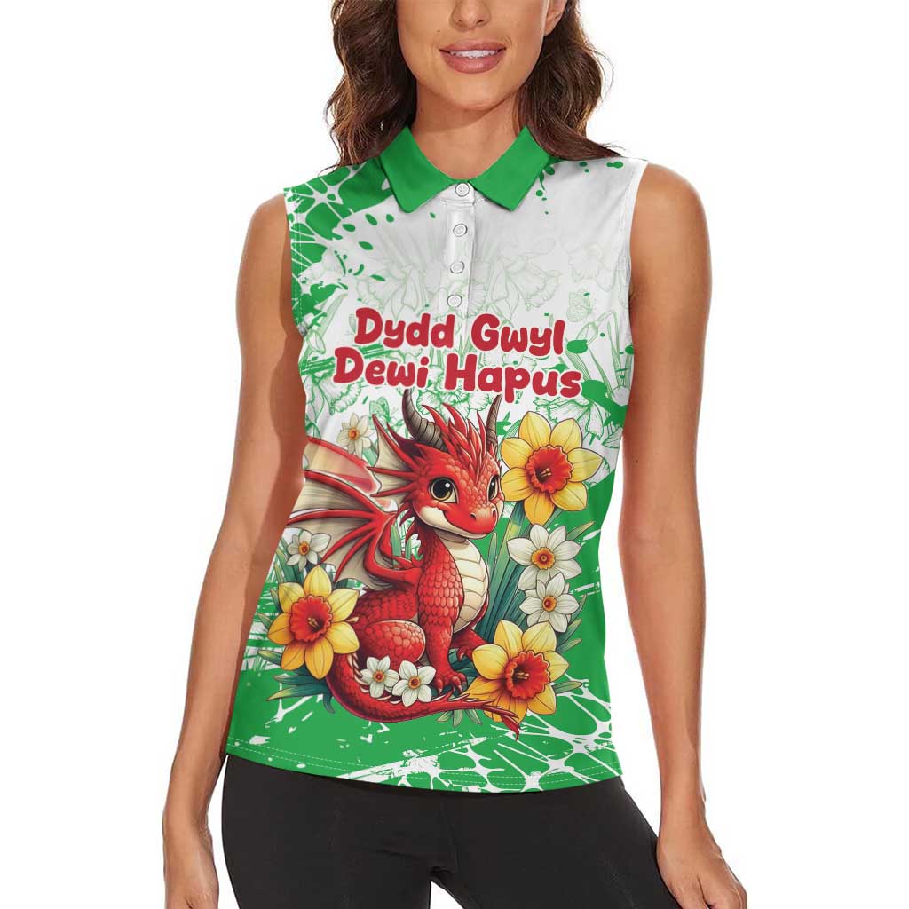 Wales Saint David’s Day Personalized Women Sleeveless Polo Shirt Funny Welsh Dragon Daffodil - Wonder Print Shop