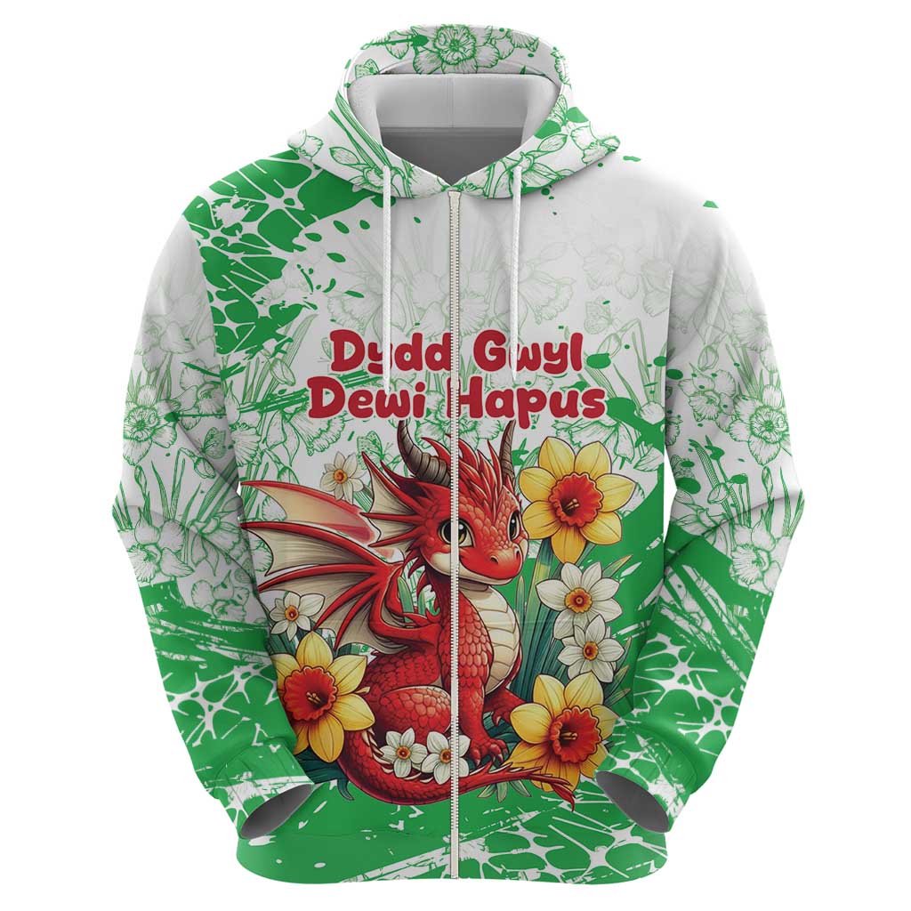 Wales Saint David’s Day Personalized Zip Hoodie Funny Welsh Dragon Daffodil - Wonder Print Shop