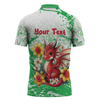 Wales Saint David’s Day Personalized Zipper Polo Shirt Funny Welsh Dragon Daffodil - Wonder Print Shop