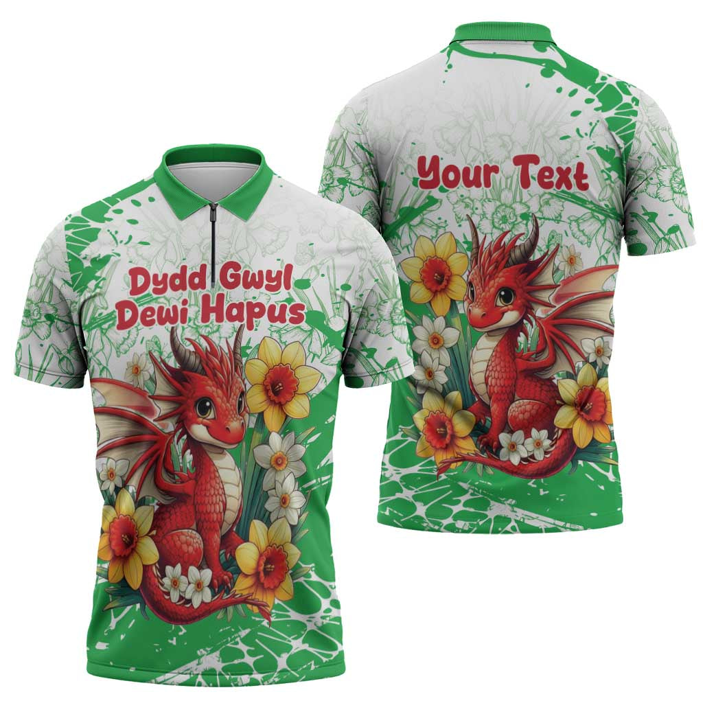 Wales Saint David’s Day Personalized Zipper Polo Shirt Funny Welsh Dragon Daffodil - Wonder Print Shop